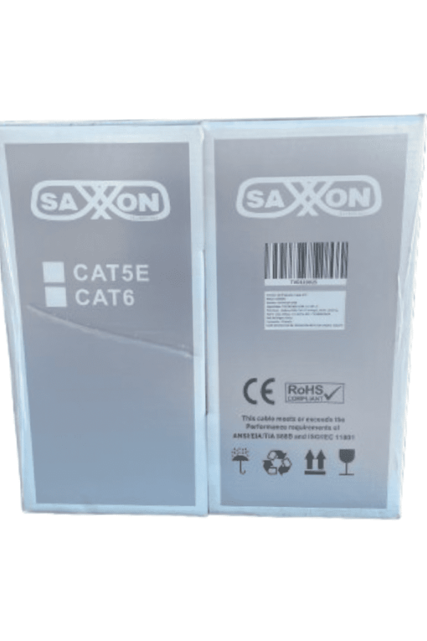 SAXXON OUTP6COP100B - Bobina de Cable UTP Cat6 100% Cobre/ 100 Metros/ Color Azul/ Uso Interior/ Soporta Pruebas de Rendimiento/ Cert ISO9001/ UL 444/ RoSH/ ANSI/ TIA/ EI
